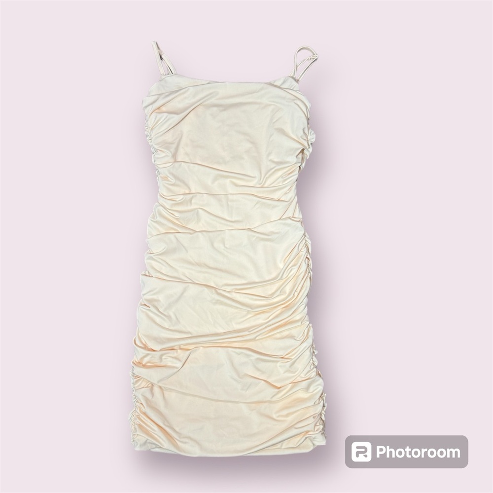 Medium Solid Ruched Pencil Dress